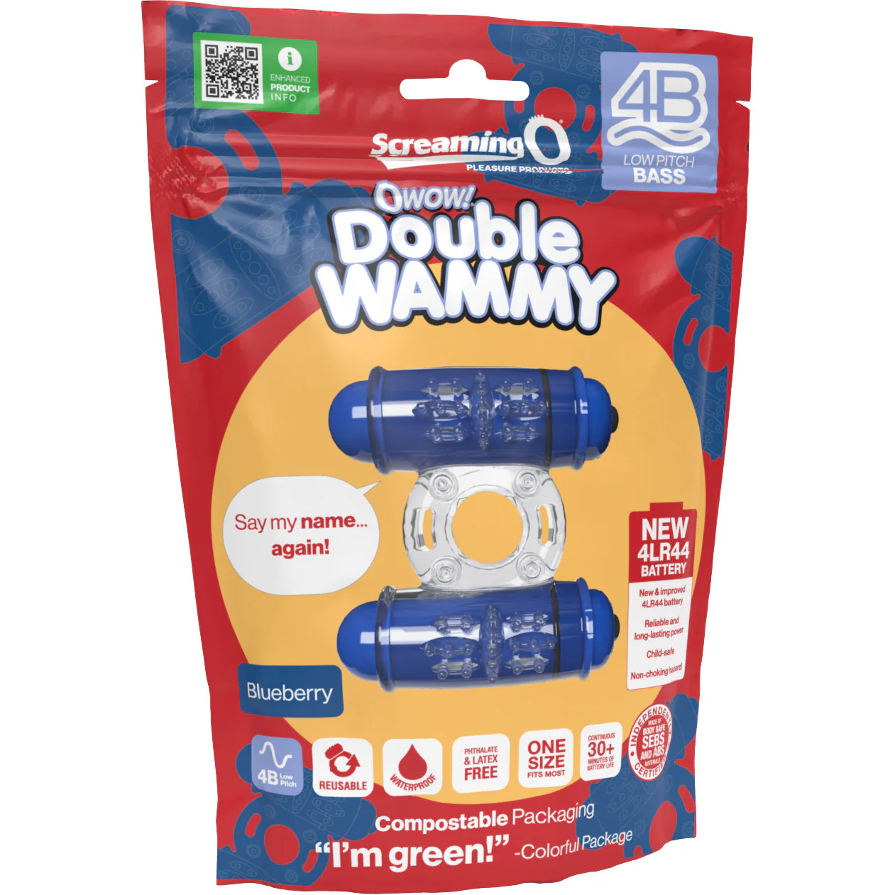 4B Double Wammy Dual Motor Vibrating Cock Ring By Screaming O - Blueberry - Image 5