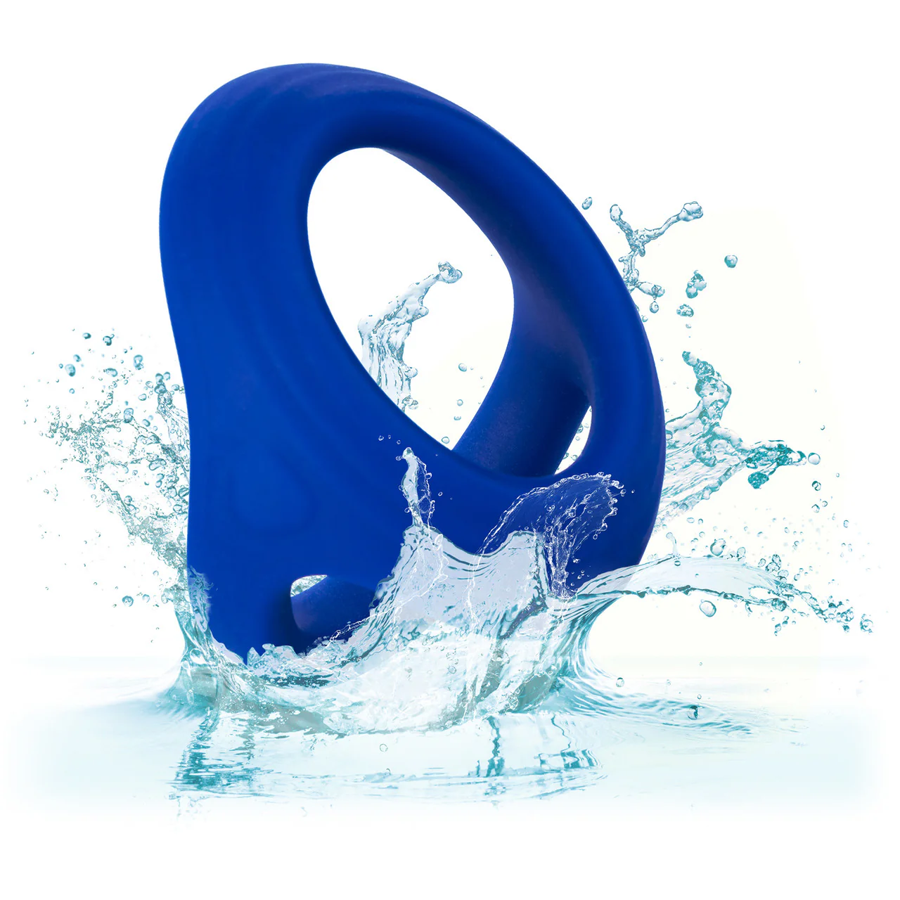 Admiral Cock & Ball Silicone Dual Cock Ring By CalExotics - Blue - Image 11