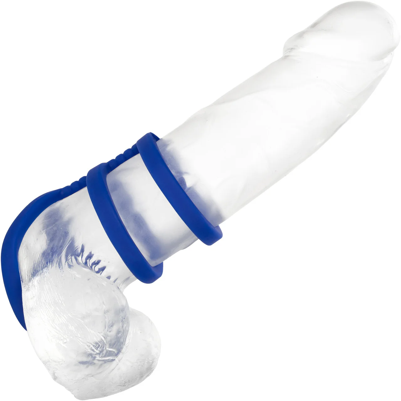 Admiral Triple Silicone Cock Cage & Ring By CalExotics - Blue - Image 2