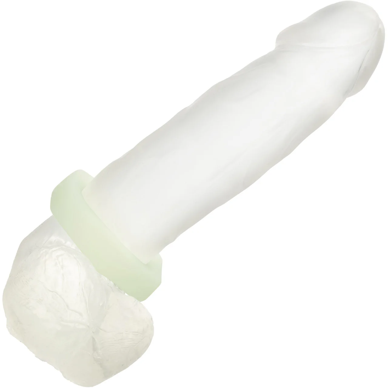 Alpha Glow In The Dark Liquid Silicone Prolong Medium Sexagon Cock Ring By CalExotics - White - Image 2
