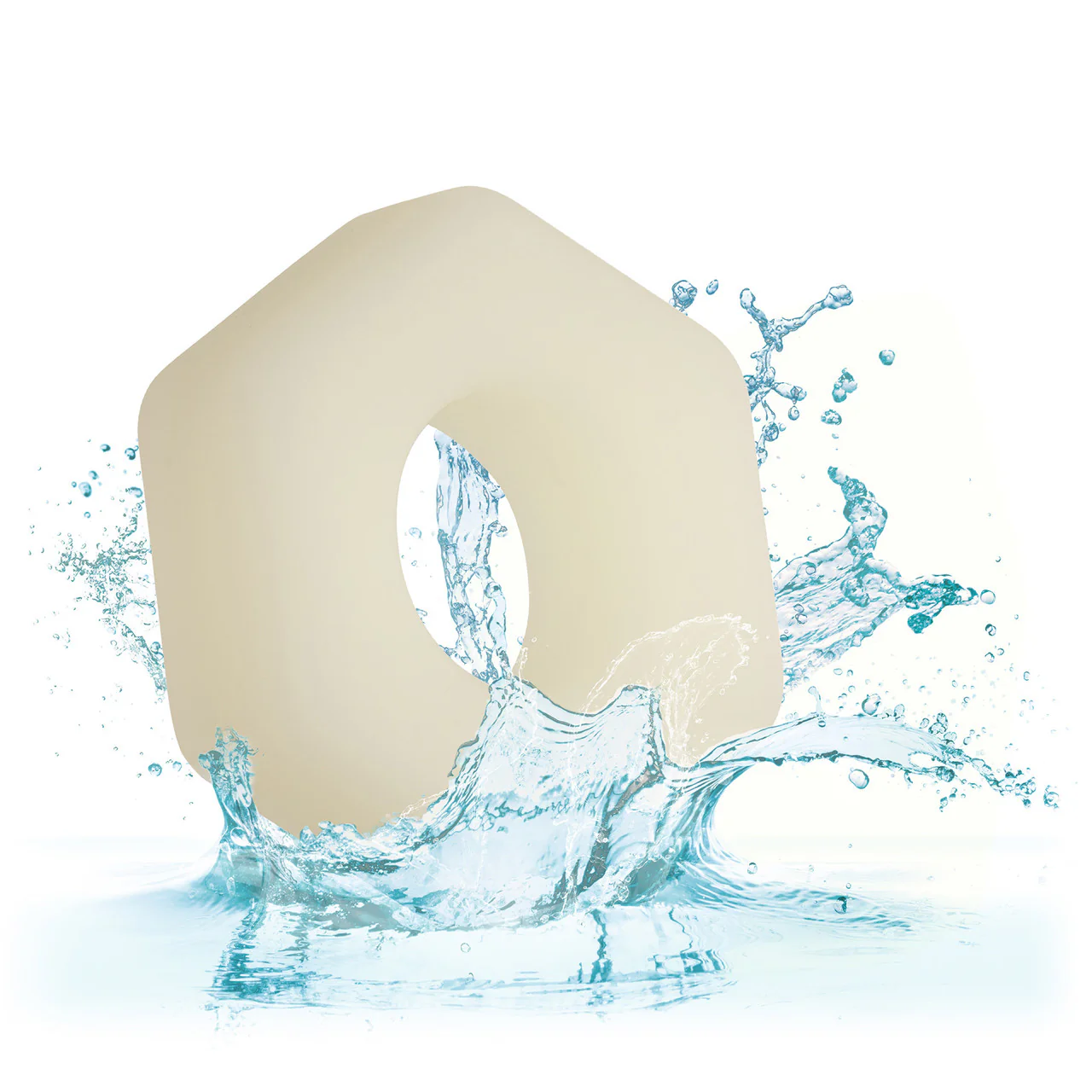 Alpha Glow In The Dark Liquid Silicone Prolong Medium Sexagon Cock Ring By CalExotics - White - Image 4