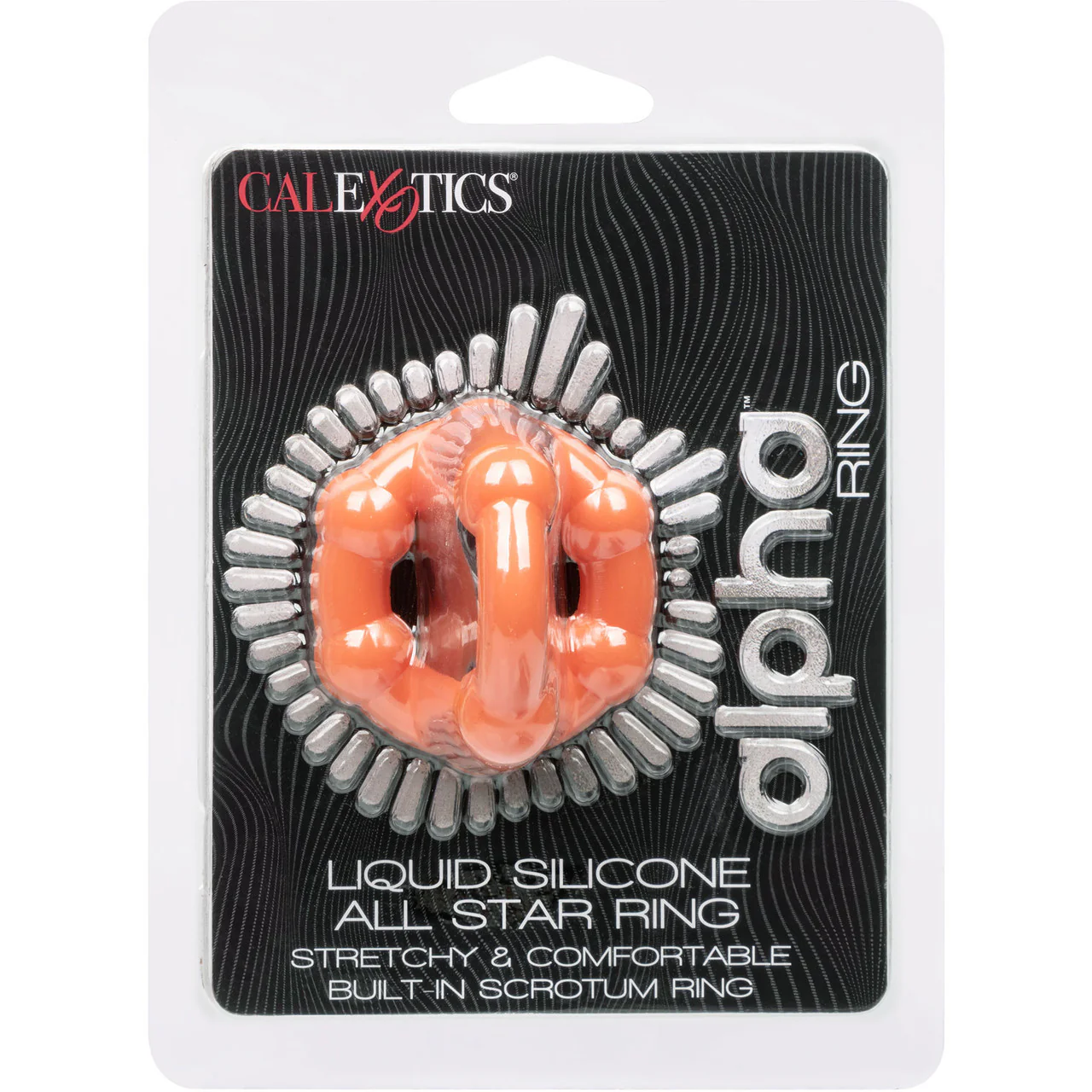 Alpha Liquid Silicone All Star Cock & Balls Ring By CalExotics - Orange - Image 13