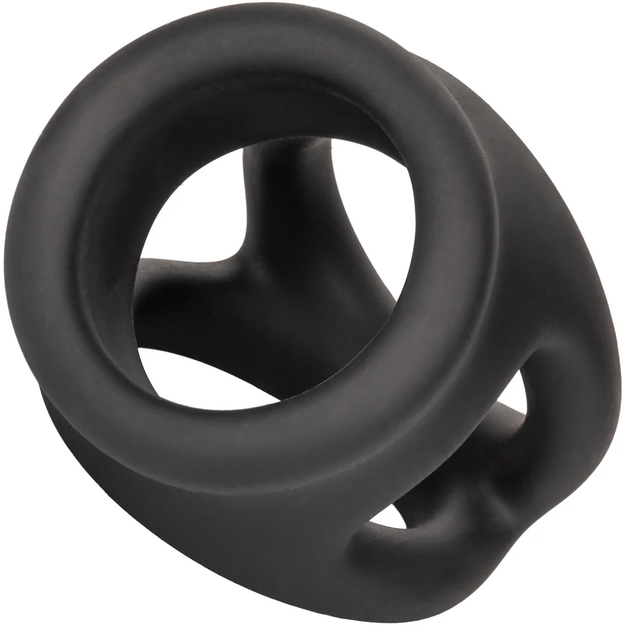 Alpha Liquid Silicone Dual Cage & Cock Ring By CalExotics - Black - Image 5