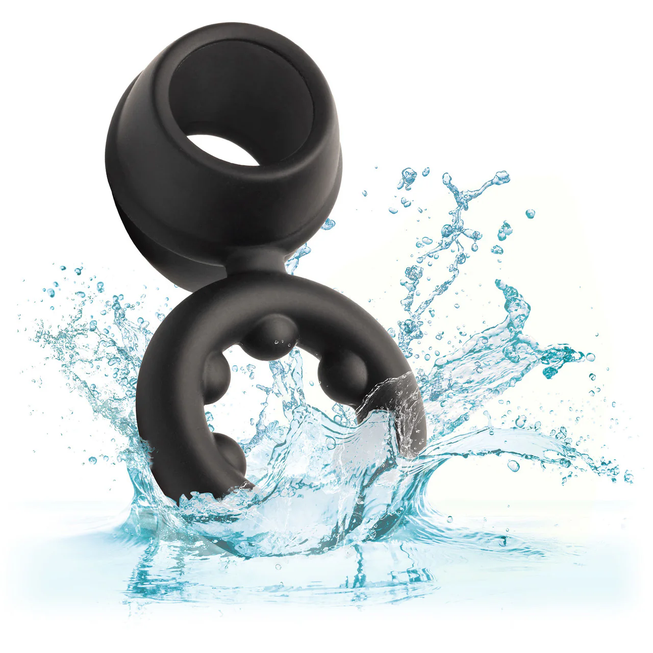 Alpha Liquid Silicone Dual Support Magnum Cock & Balls Ring By CalExotics - Black - Image 8