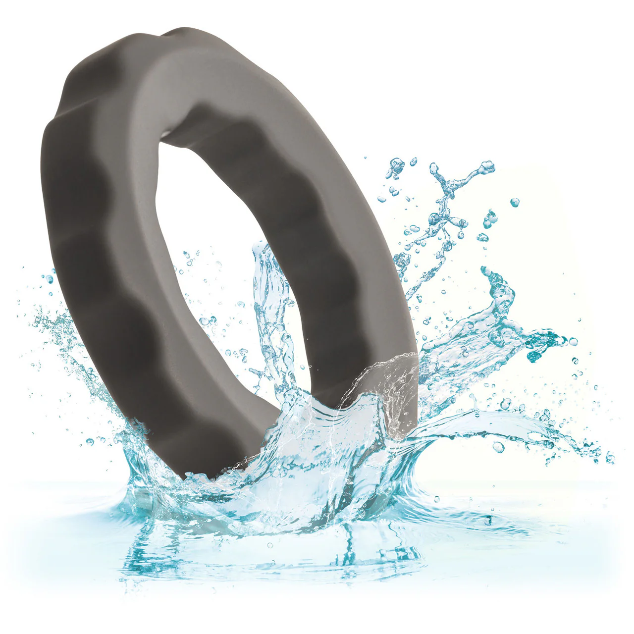 Alpha Liquid Silicone Erect Cock Ring By CalExotics - Grey - Image 5