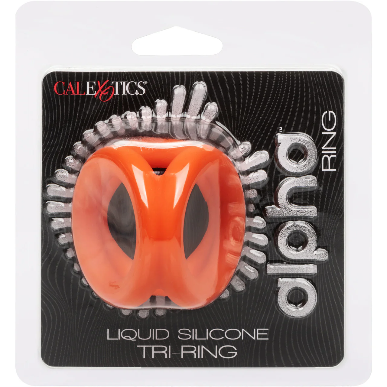 Alpha Liquid Silicone Tri-Ring Cock Ring By CalExotics - Orange - Image 13