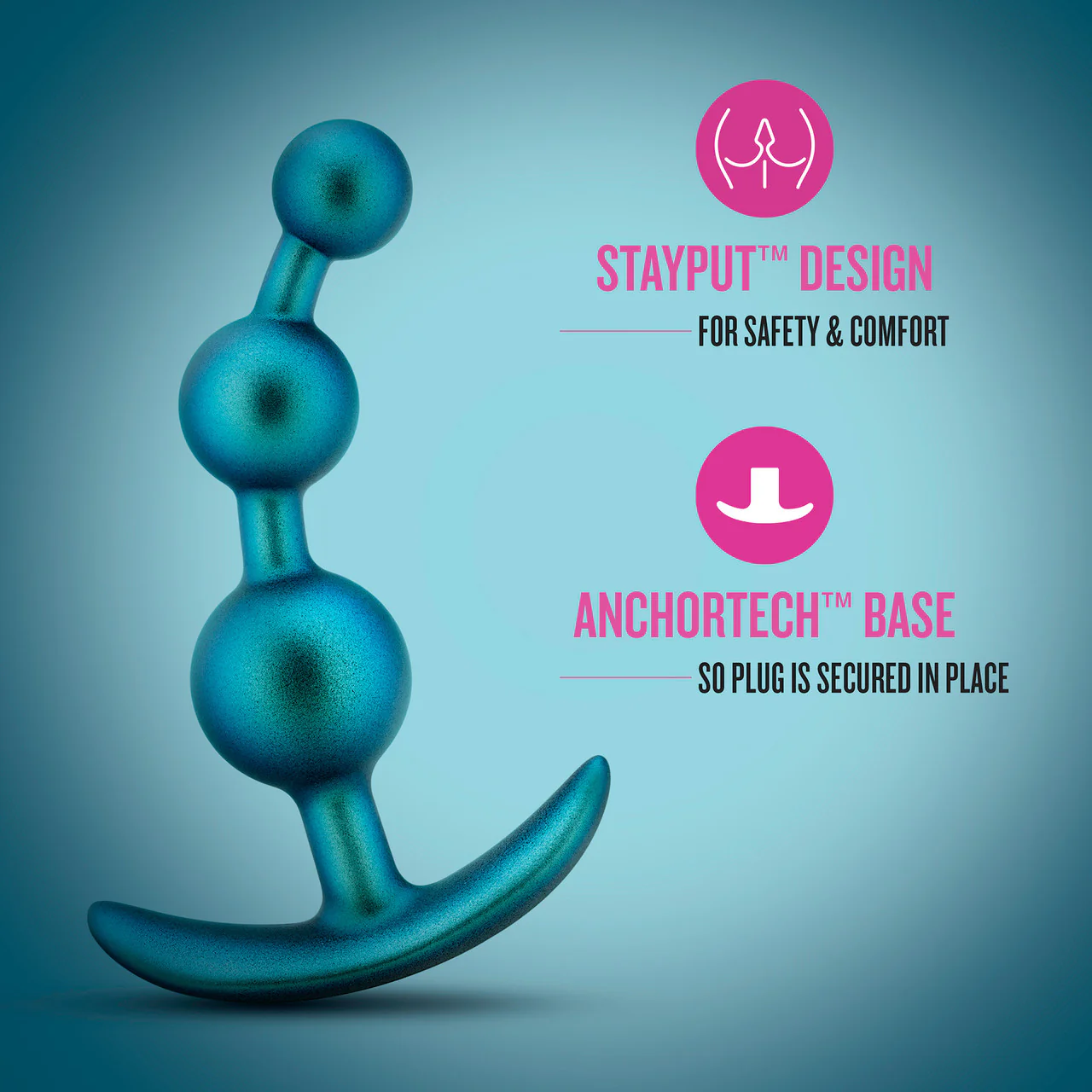 Anal Adventures Matrix Gamma Silicone Butt Plug By Blush - Neptune Teal - Image 5