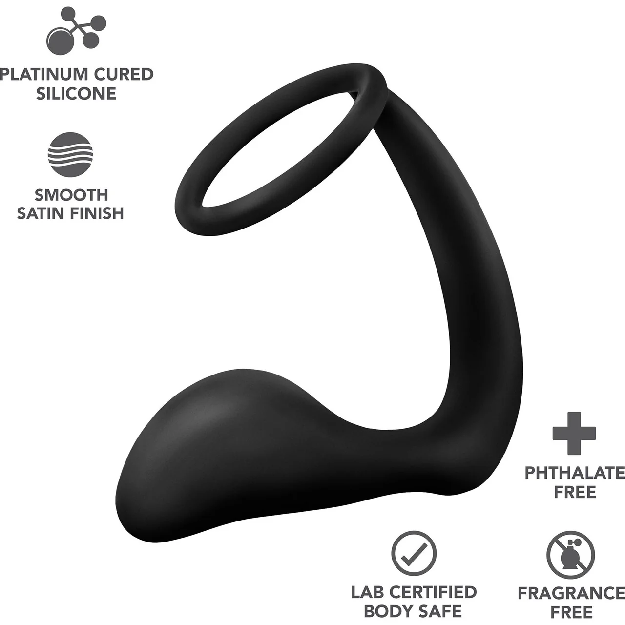 Anal Adventures Platinum  Silicone Cock Ring Plug by Blush - Black - Image 7