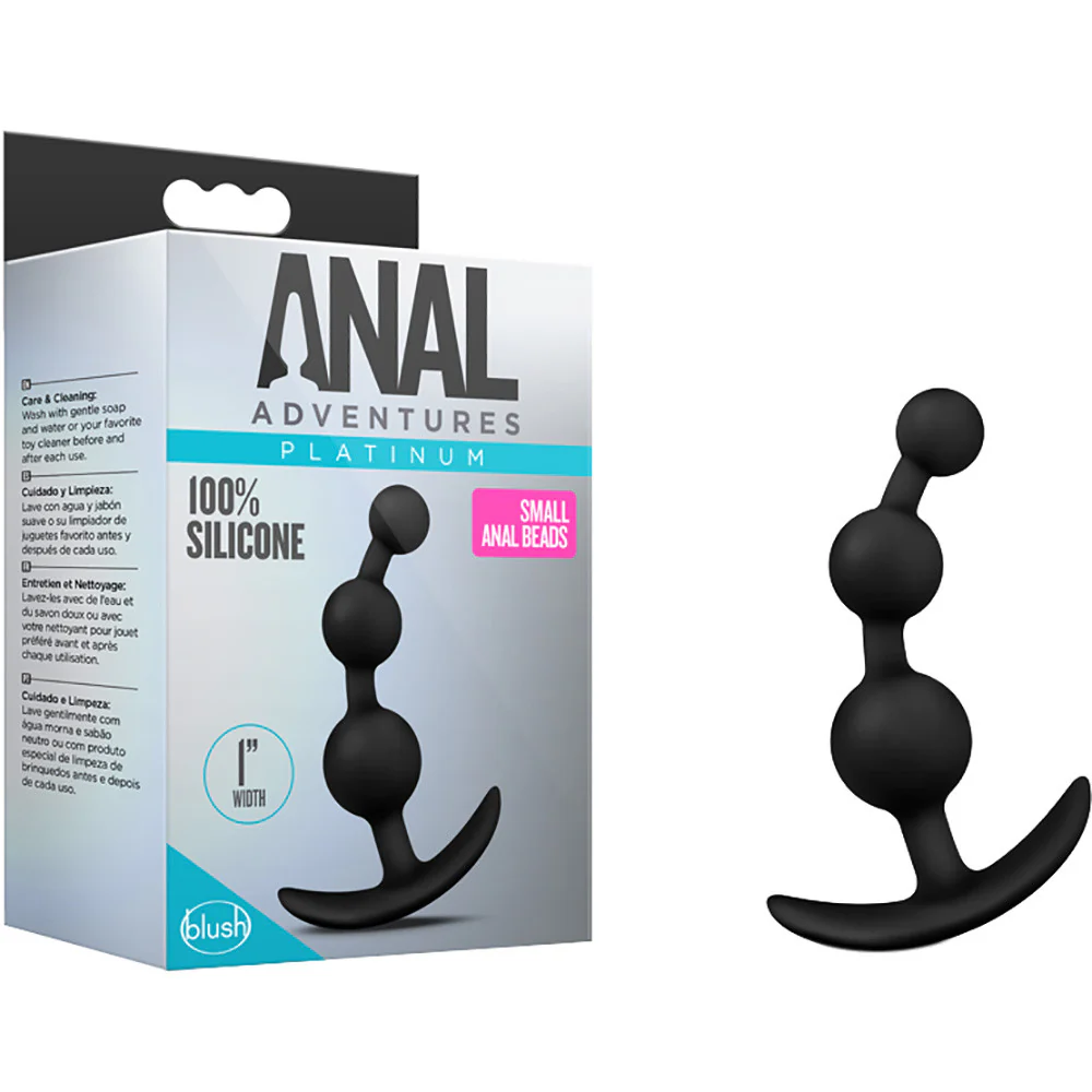 Anal Adventures Platinum Small Silicone Anal Beads By Blush - Black - Image 4