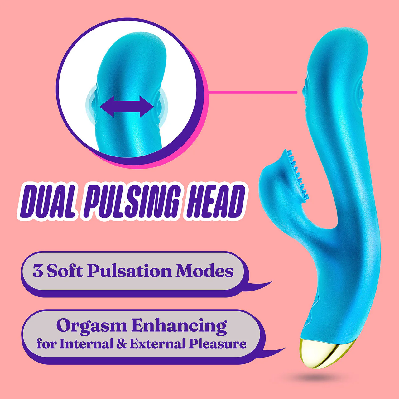 Aria Arousing AF Silicone Waterproof Dual Stimulation Vibrator By Blush - Blue - Image 8