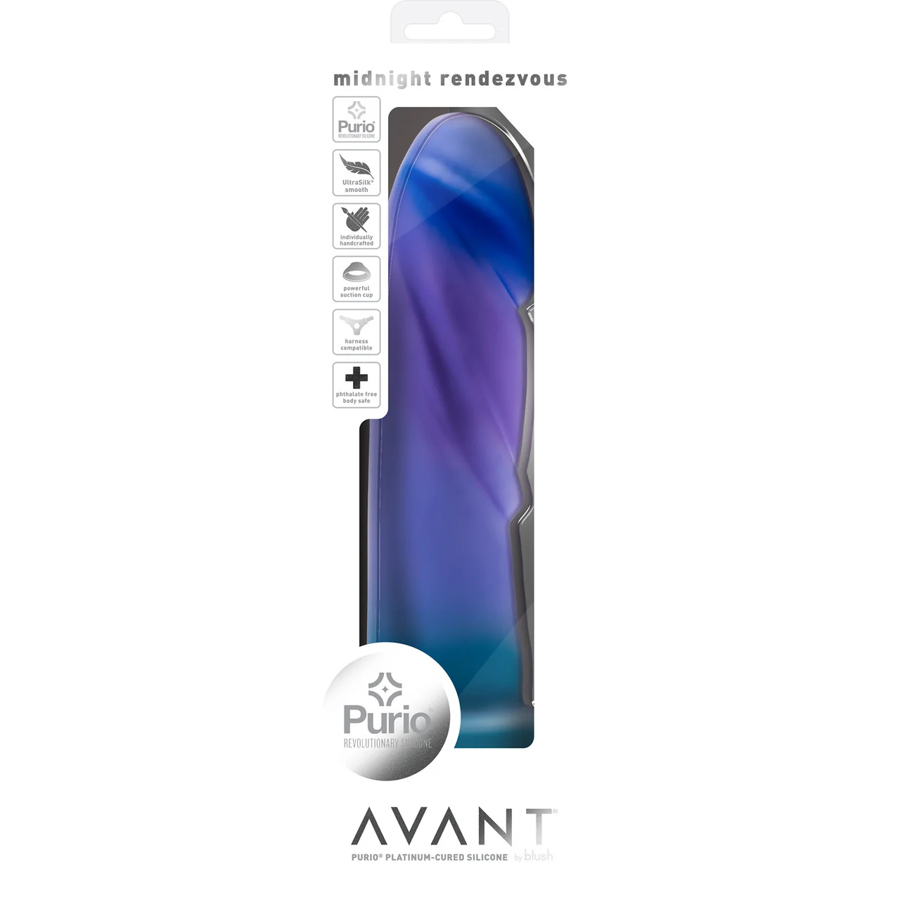 Avant Midnight Rendezvous 7.5" Silicone Suction Cup Dildo By Blush - Ocean Blue - Image 9