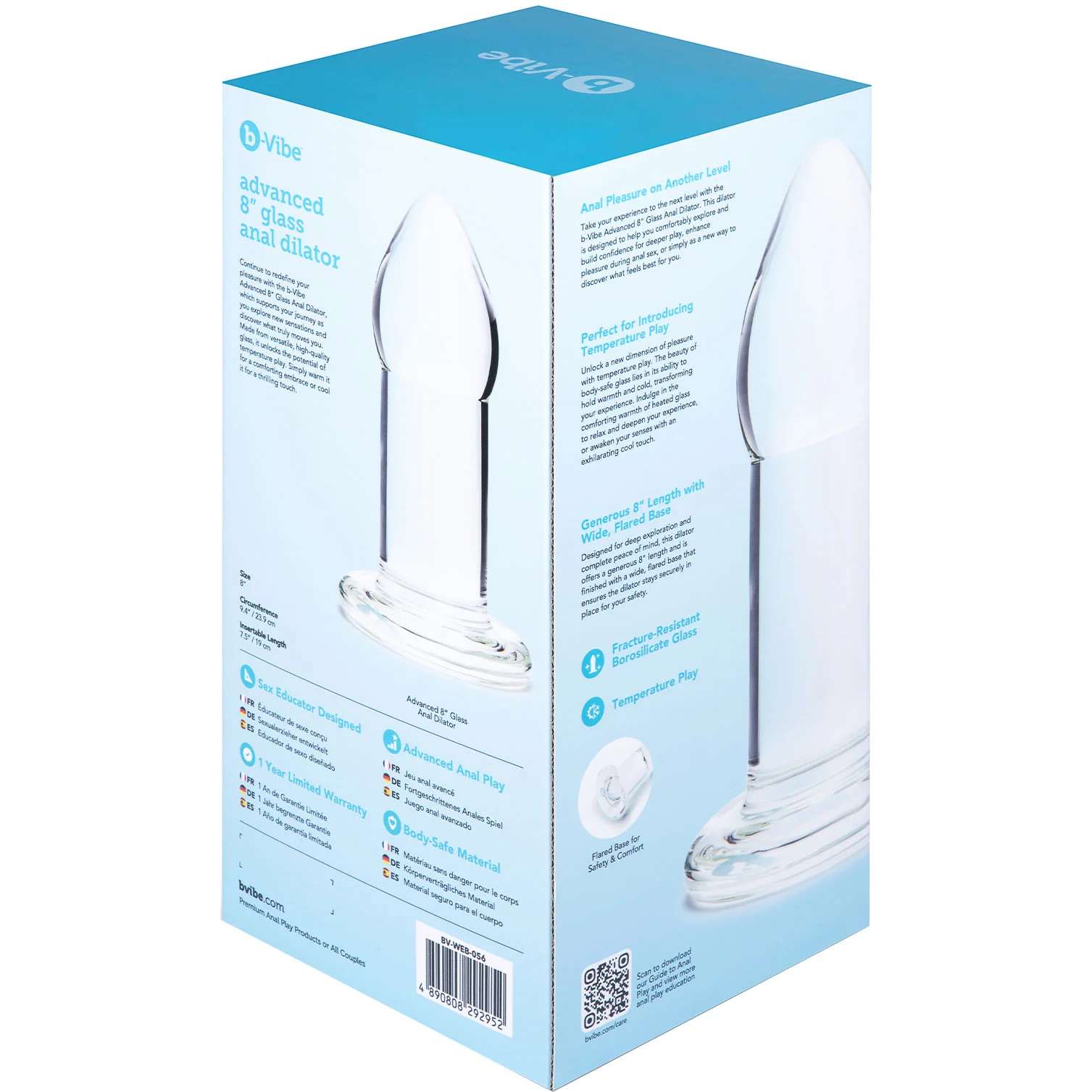 b-Vibe Advanced 8 Inch Glass Anal Dilator - Image 15