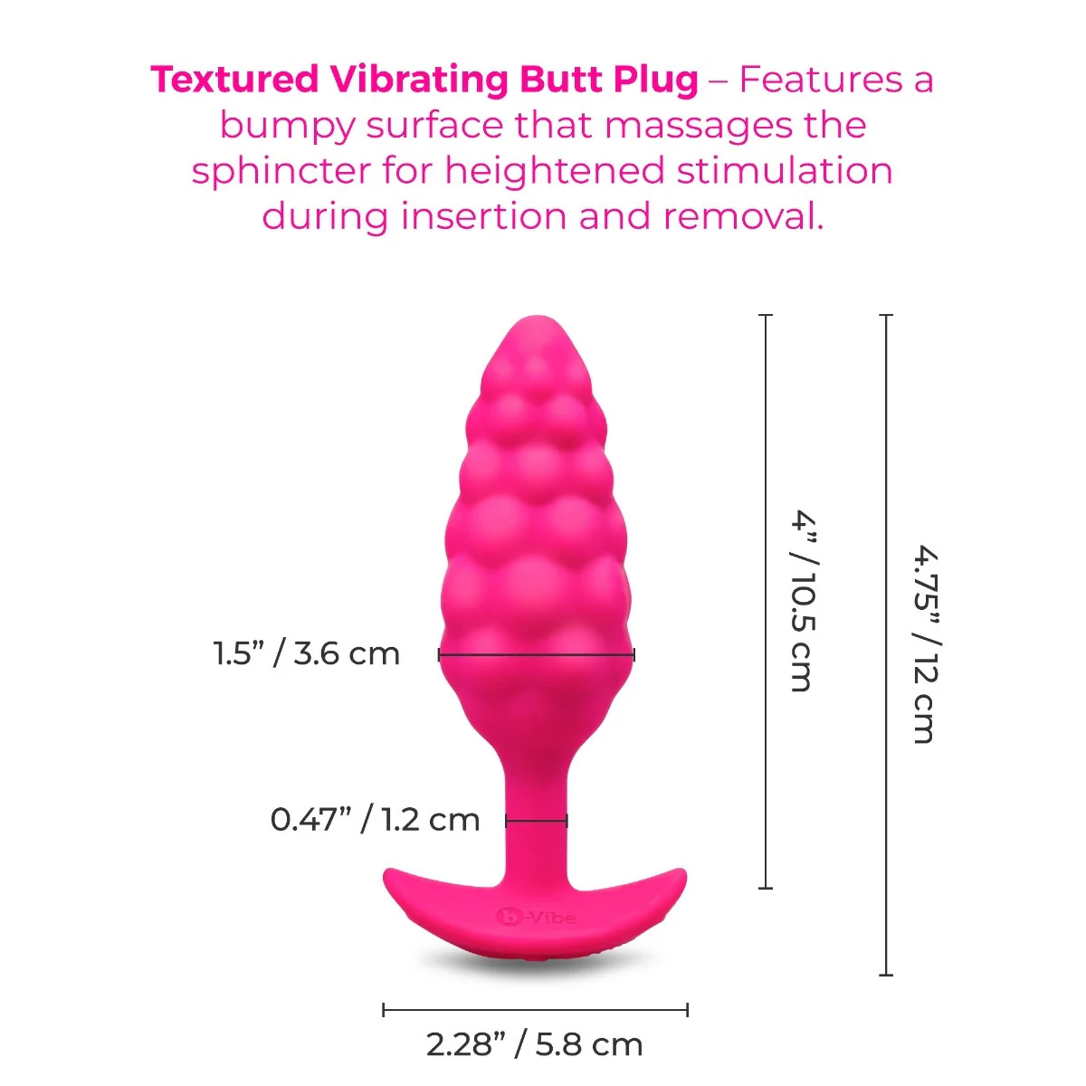 b-Vibe Bump Texture Small Silicone Vibrating Butt Plug - Image 10