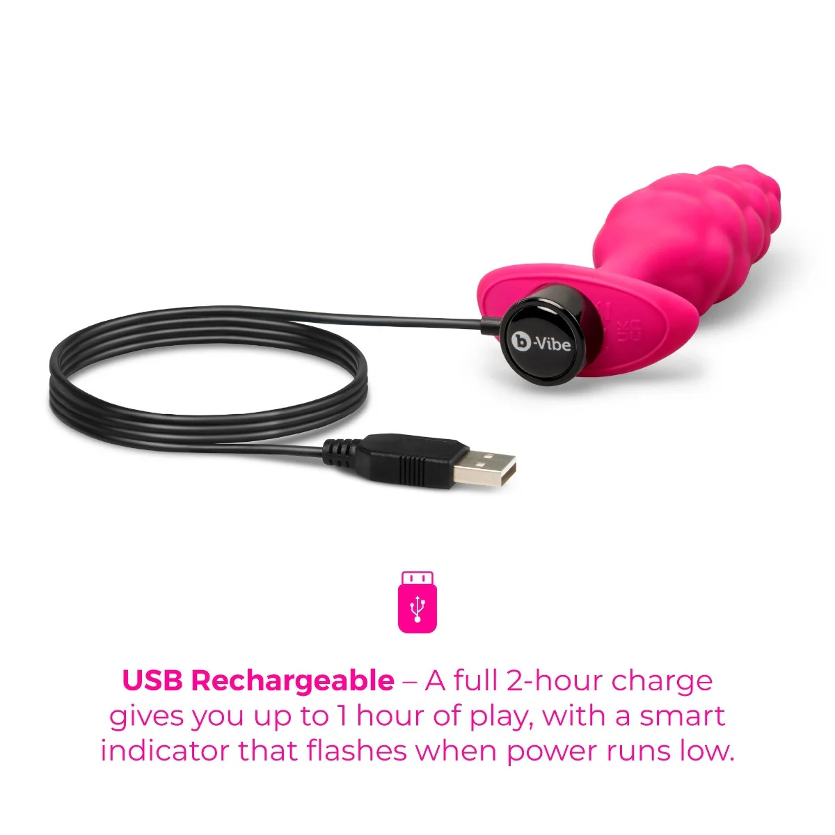 b-Vibe Bump Texture Small Silicone Vibrating Butt Plug - Image 7
