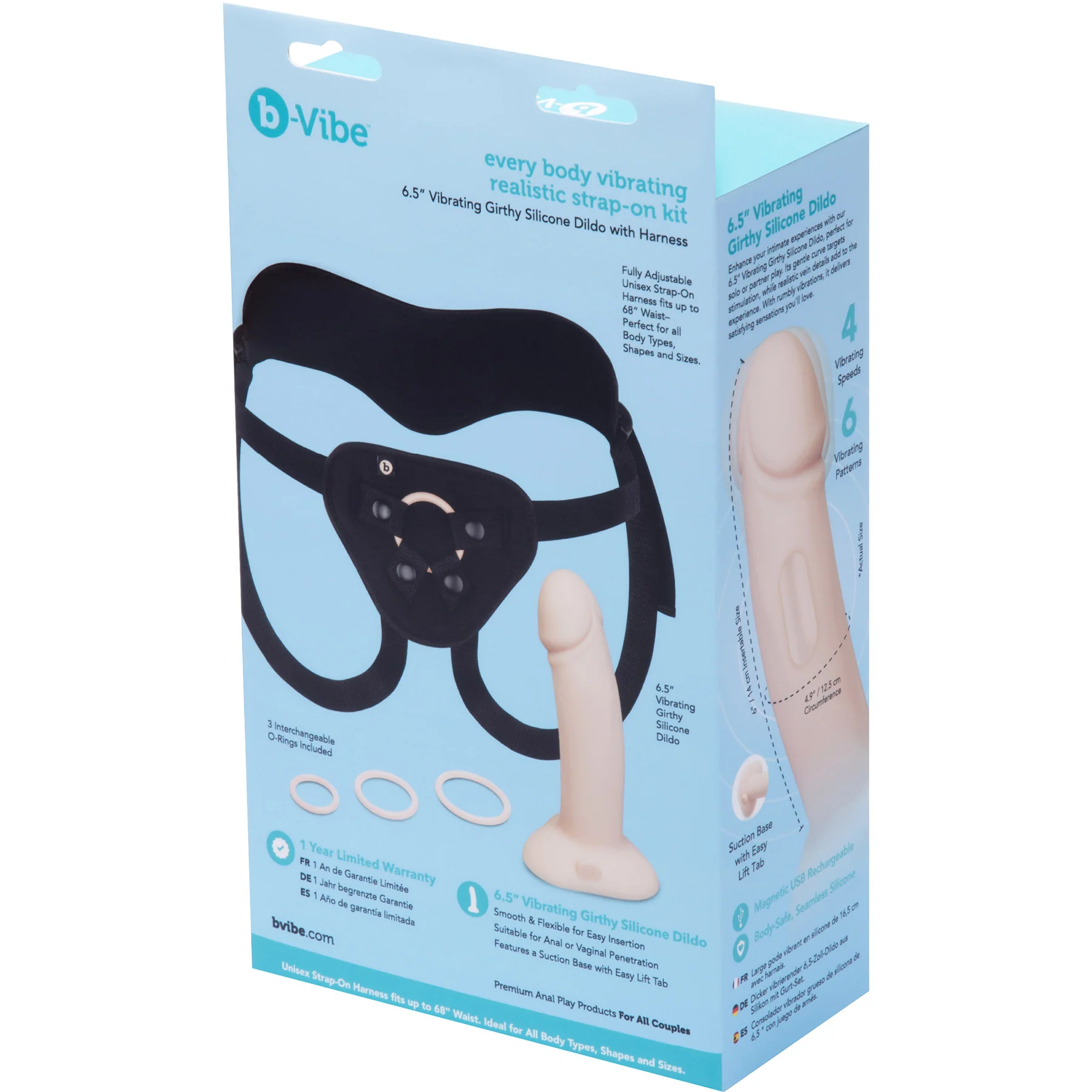 b-Vibe Every Body Vibrating Realistic Silicone Dildo Strap-On Kit - Image 18