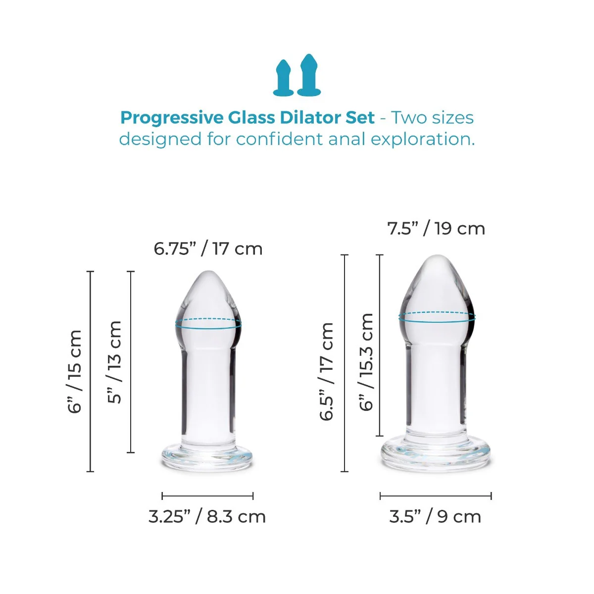 b-Vibe Intermediate Glass Anal Dilators 2 Piece Set - Image 14