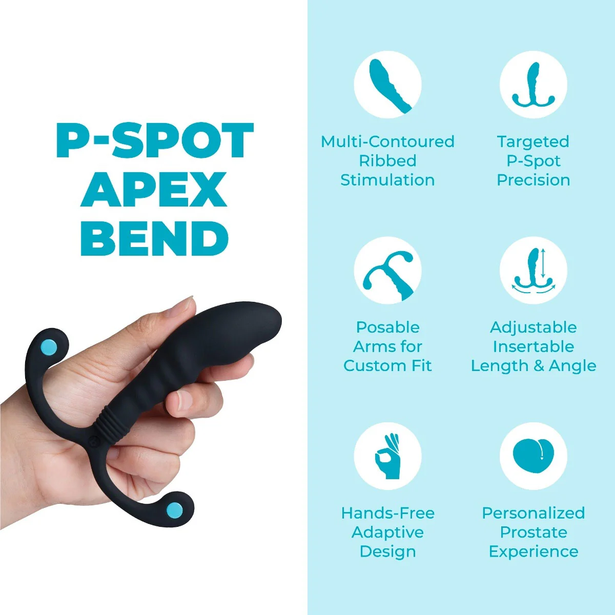 b-Vibe P-Spot Apex Bend Hands-Free Ridged Silicone Prostate Massager - Image 2