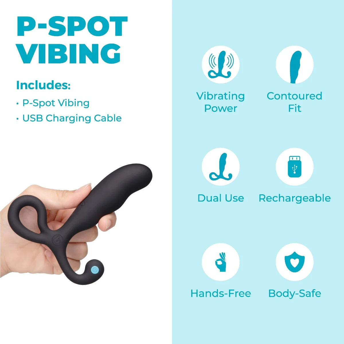 b-Vibe P-Spot Vibing Hands-Free Rechargeable Vibrating Silicone Prostate Massager - Image 2