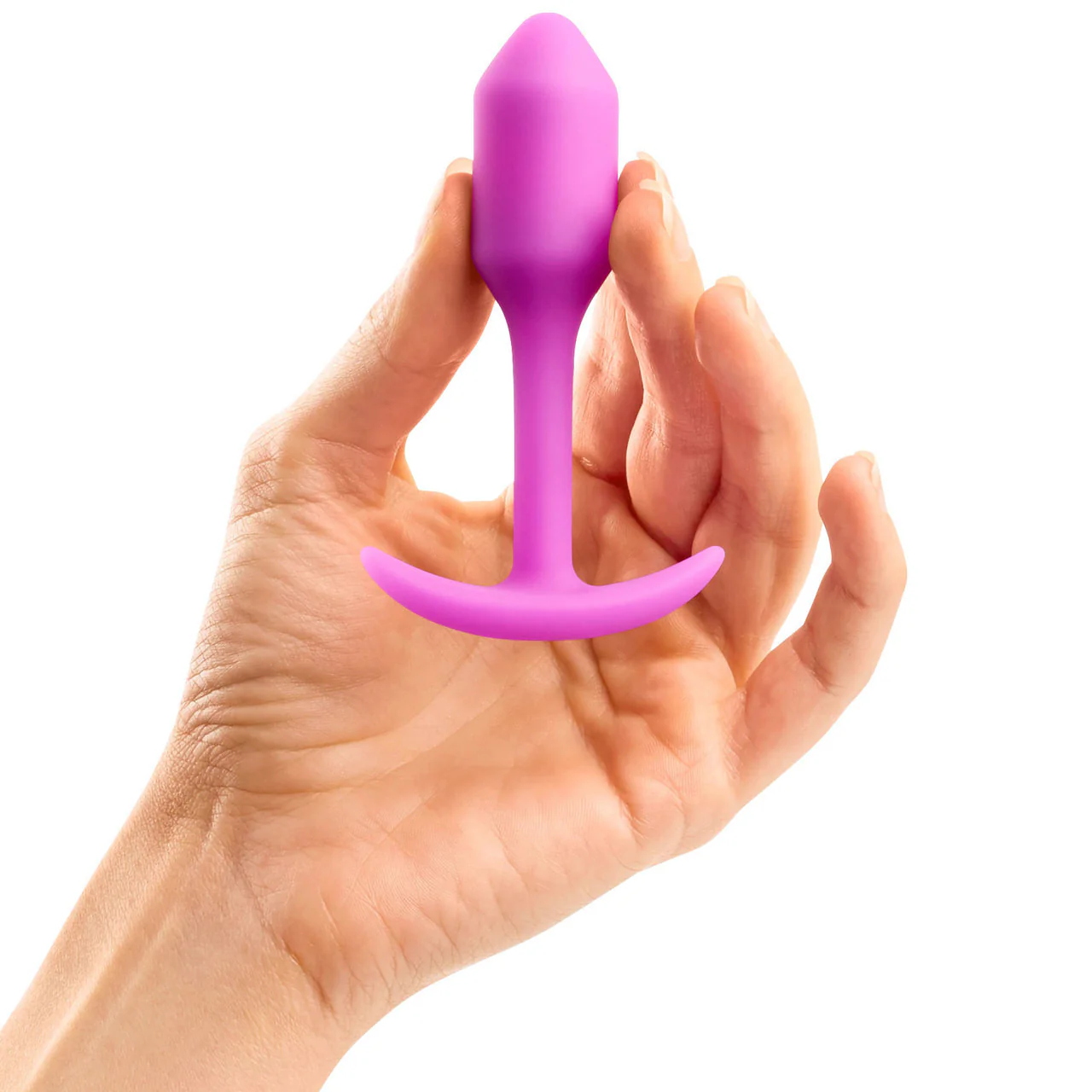 b-Vibe Snug Plug 1 Small Silicone Weighted Butt Plug - Fuchsia - Image 4