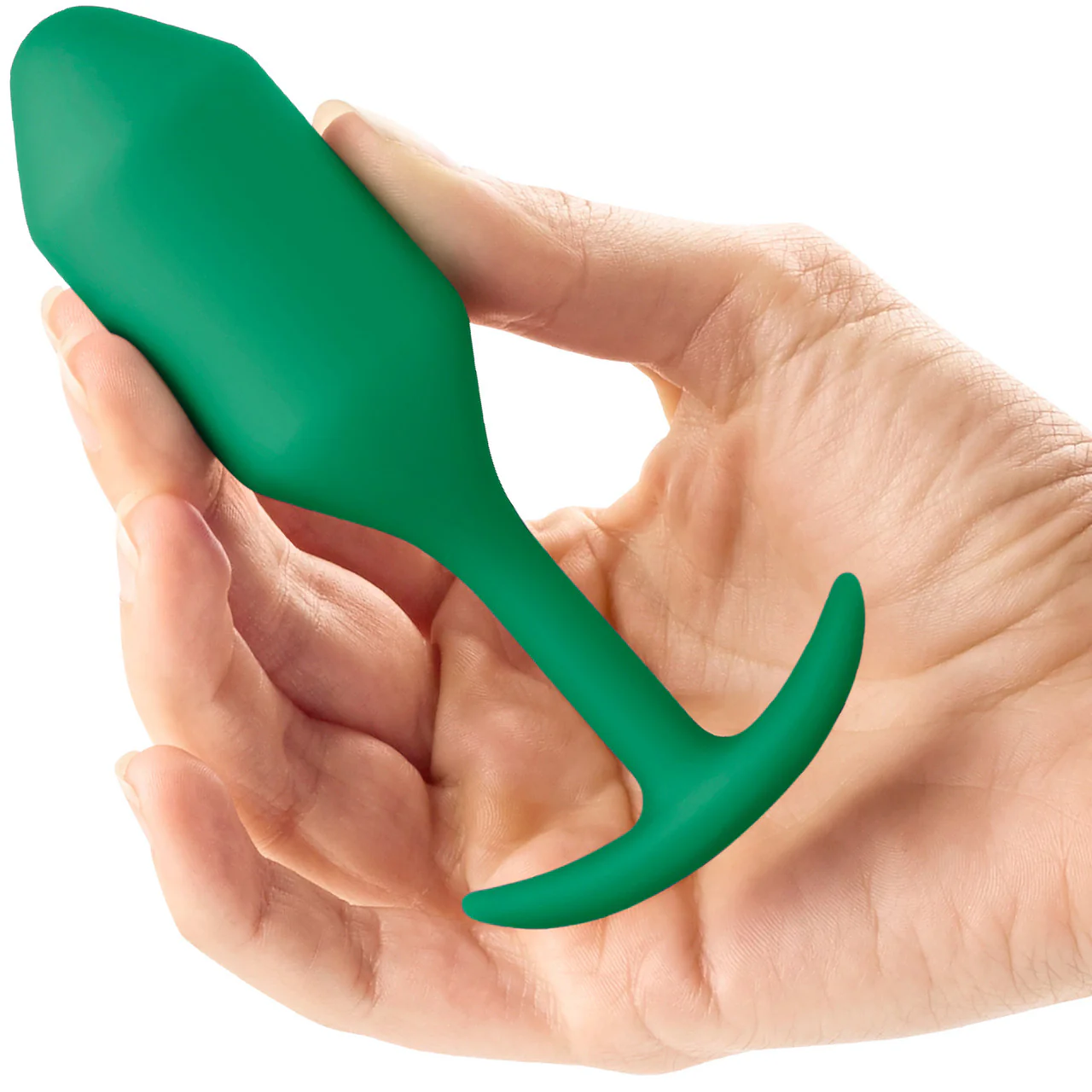 b-Vibe Snug Plug 2 Medium Silicone Weighted Butt Plug - Green - Image 4