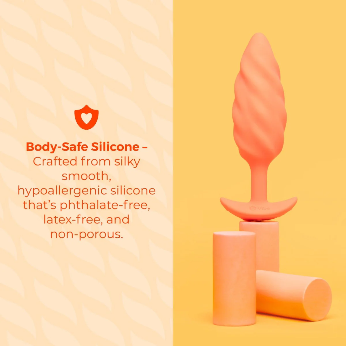 b-Vibe Swirl Texture Medium Silicone Vibrating Butt Plug - Image 4