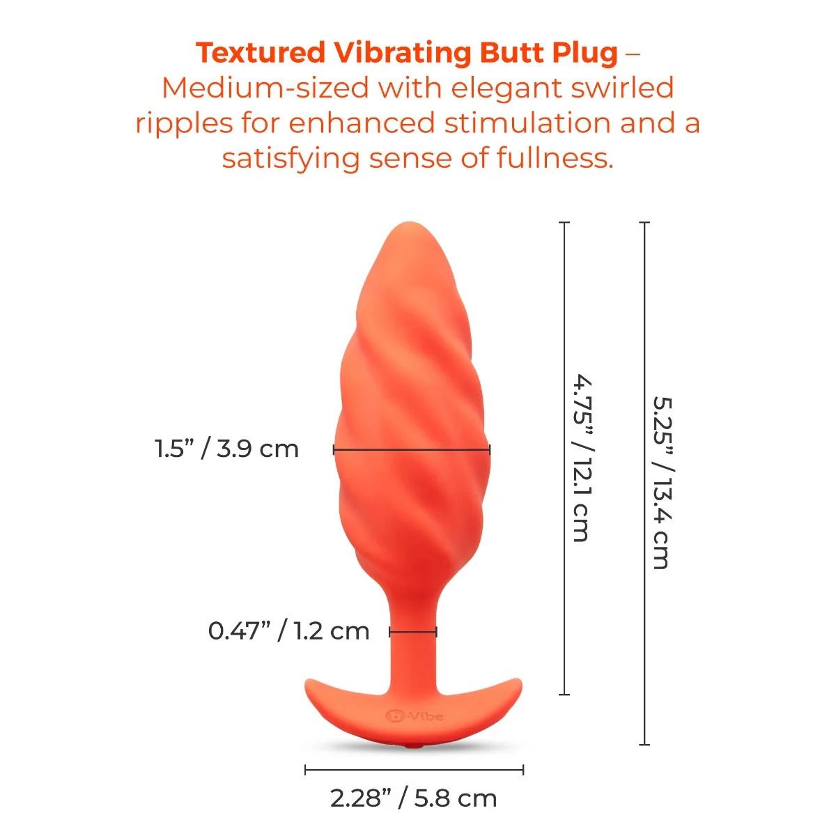 b-Vibe Swirl Texture Medium Silicone Vibrating Butt Plug - Image 5