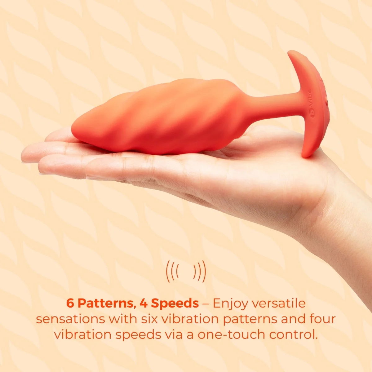 b-Vibe Swirl Texture Medium Silicone Vibrating Butt Plug - Image 8