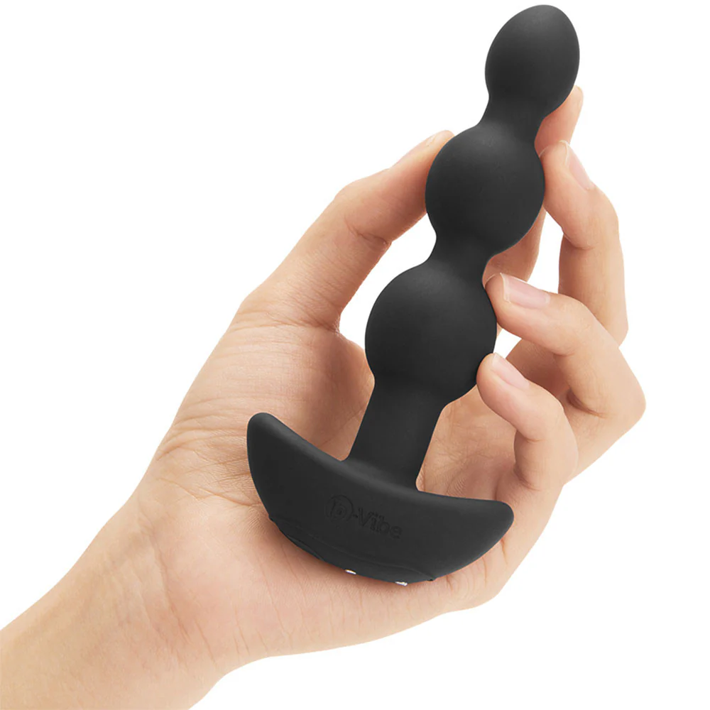 b-Vibe Triplet Silicone Remote Control Vibrating Anal Beads - Black - Image 2