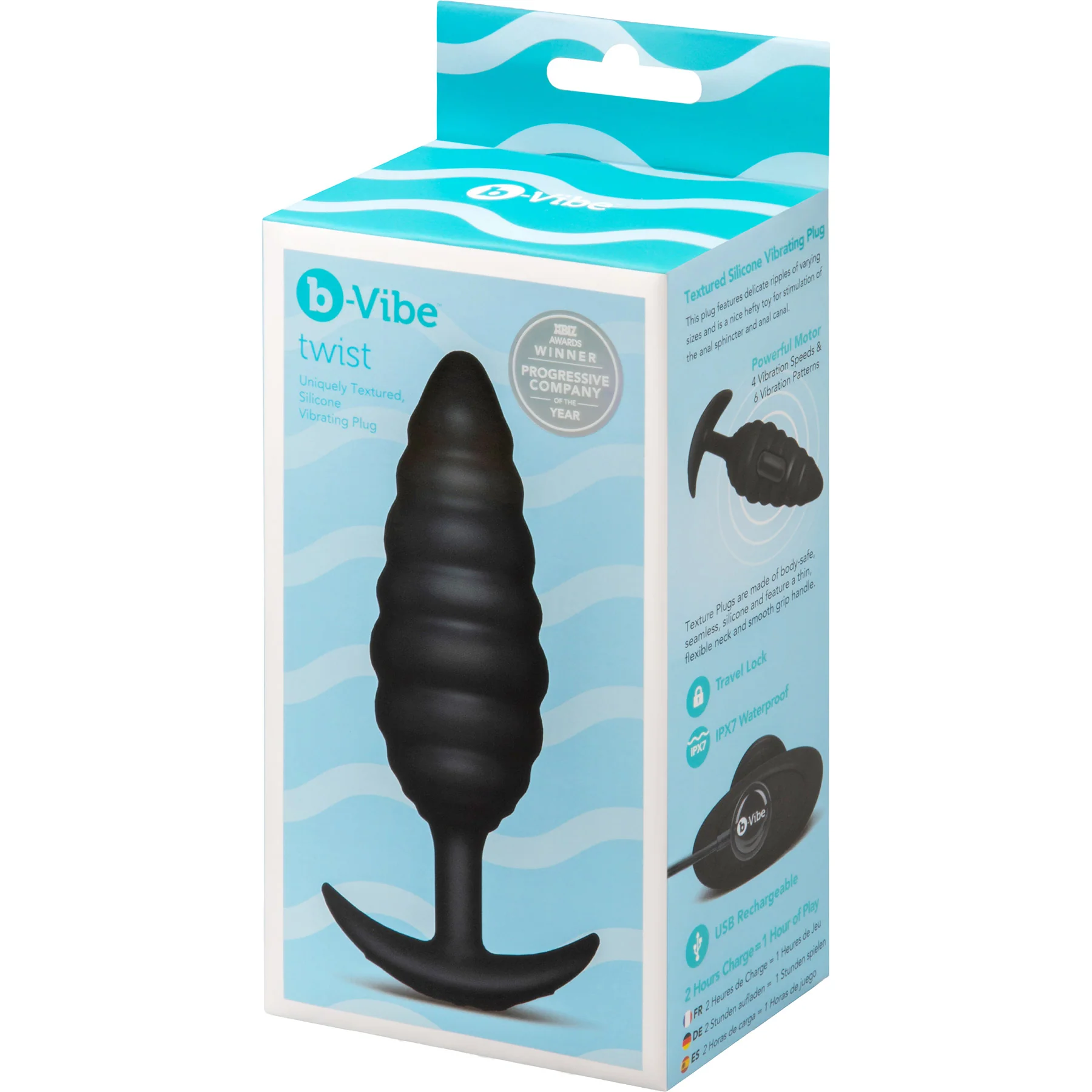 b-Vibe Twist Texture Large Silicone Vibrating Butt Plug - Image 10