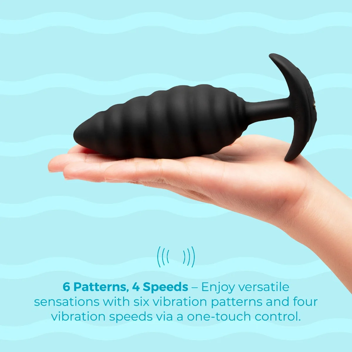 b-Vibe Twist Texture Large Silicone Vibrating Butt Plug - Image 4