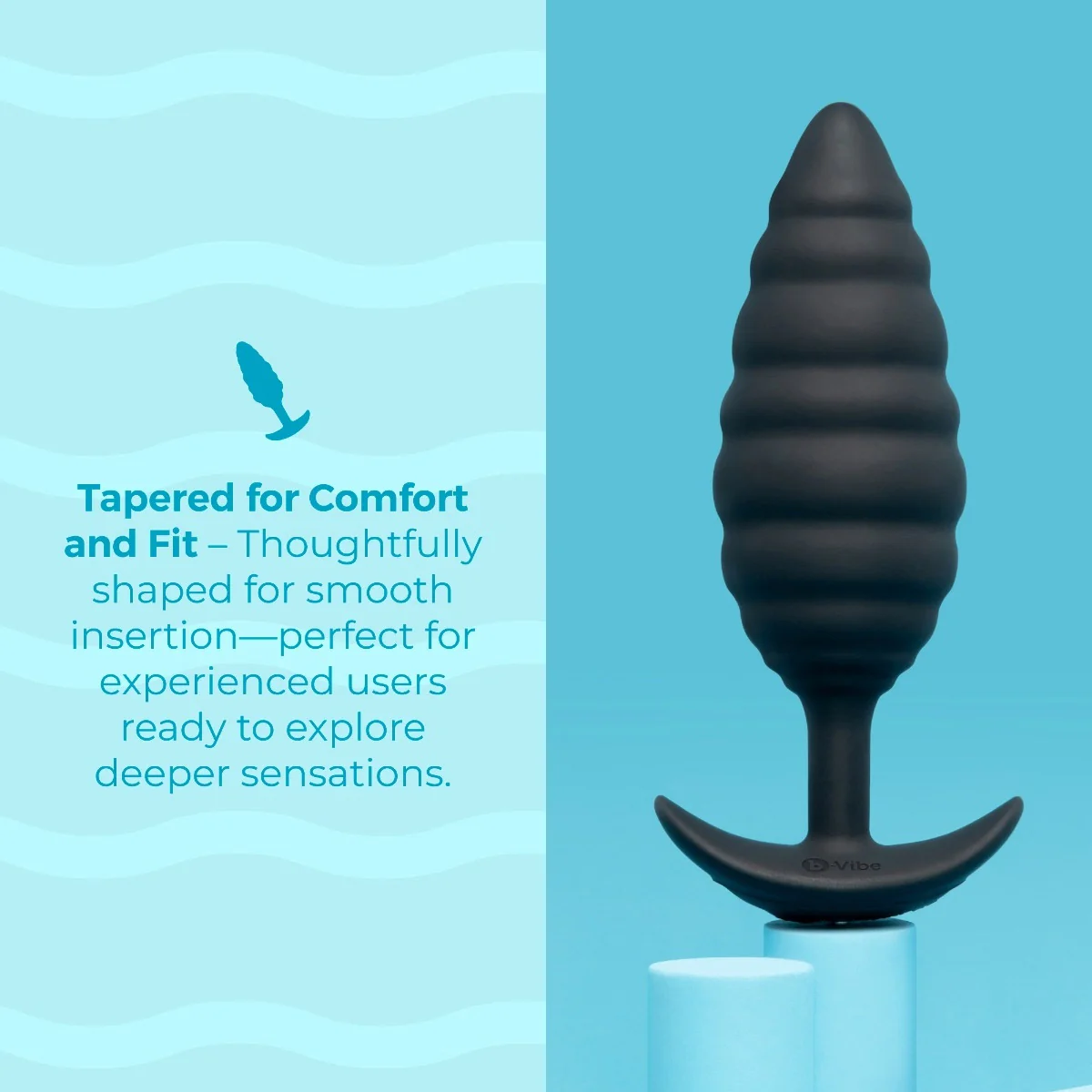 b-Vibe Twist Texture Large Silicone Vibrating Butt Plug - Image 6