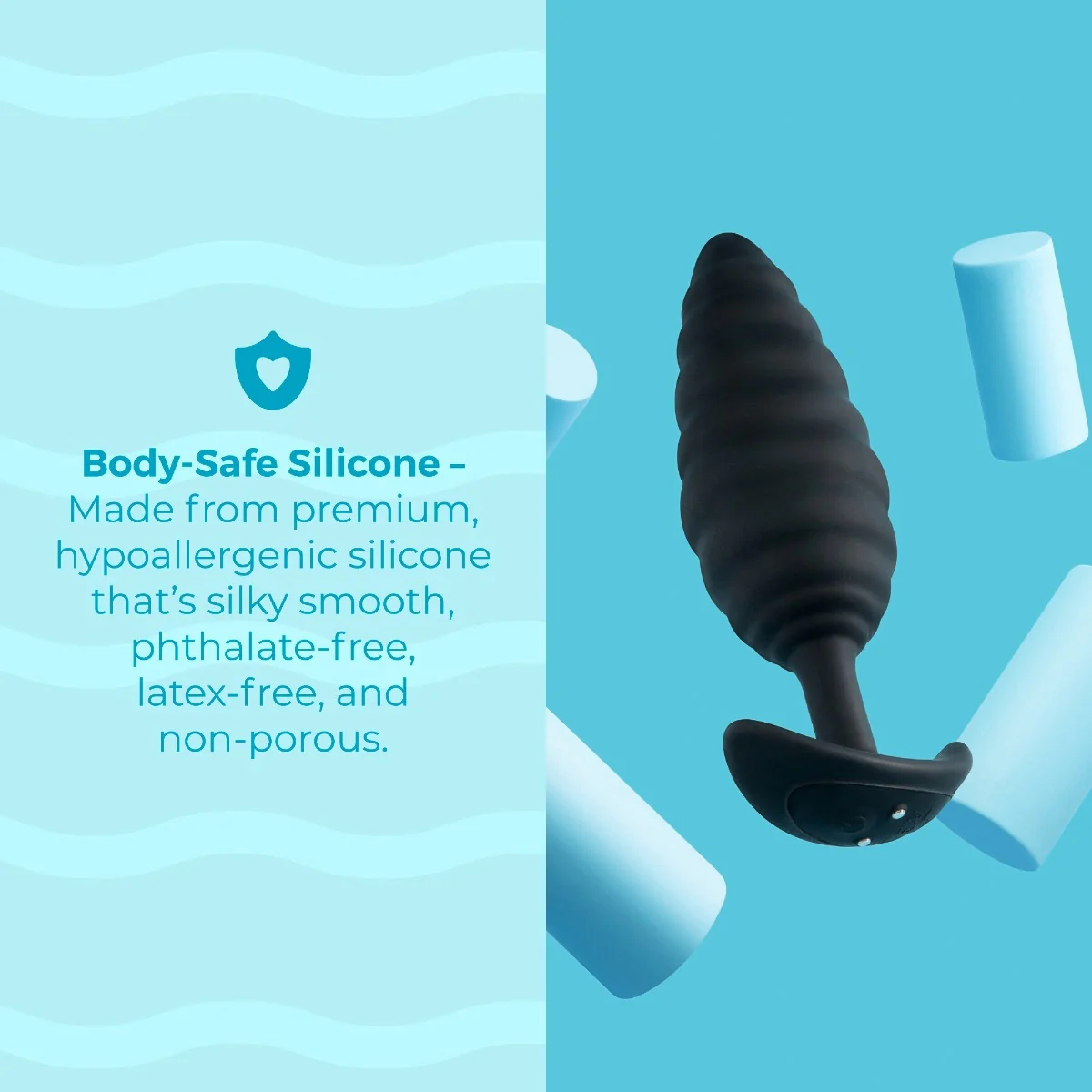 b-Vibe Twist Texture Large Silicone Vibrating Butt Plug - Image 8