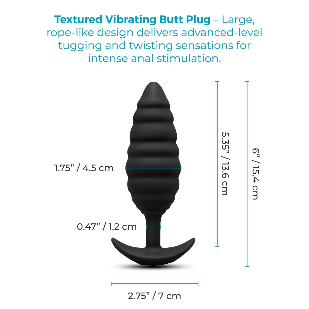 b-Vibe Twist Texture Large Silicone Vibrating Butt Plug - Image 9