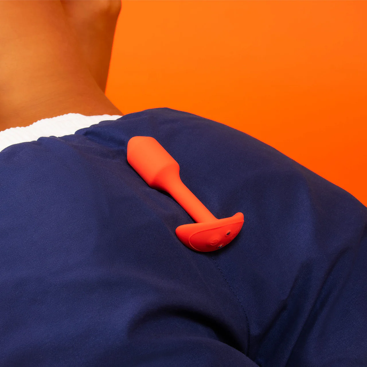 b-Vibe Vibrating Snug Plug 1 Rechargeable Silicone Anal Plug - Orange - Image 11