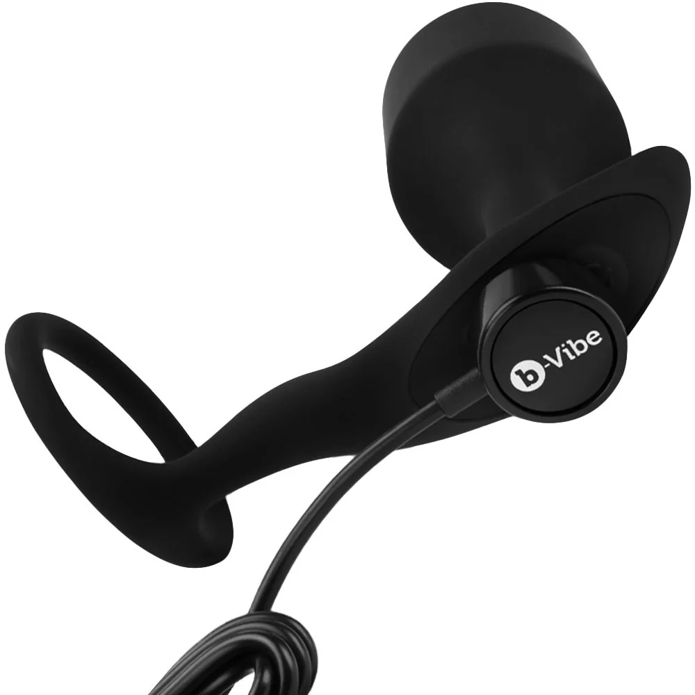 b-Vibe Vibrating Snug & Tug Weighted Silicone Plug & Penis-Ring - X-Large - Image 5