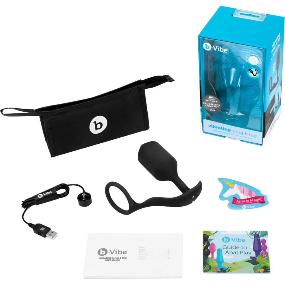 b-Vibe Vibrating Snug & Tug Weighted Silicone Plug & Penis-Ring - X-Large - Image 6