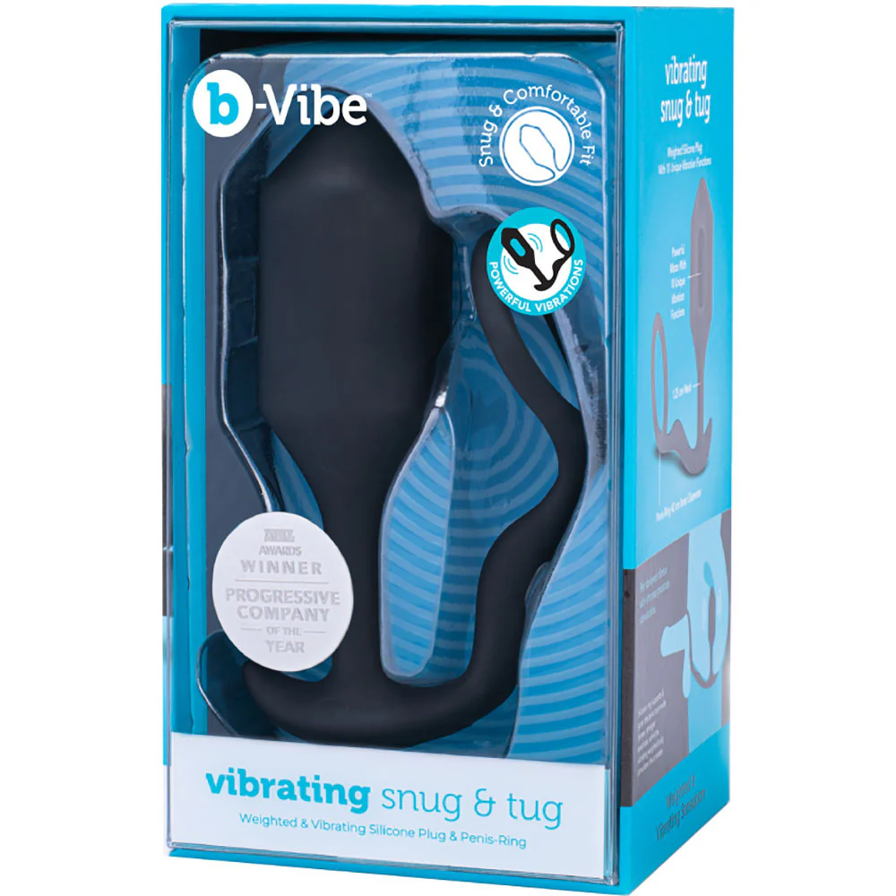 b-Vibe Vibrating Snug & Tug Weighted Silicone Plug & Penis-Ring - X-Large - Image 7