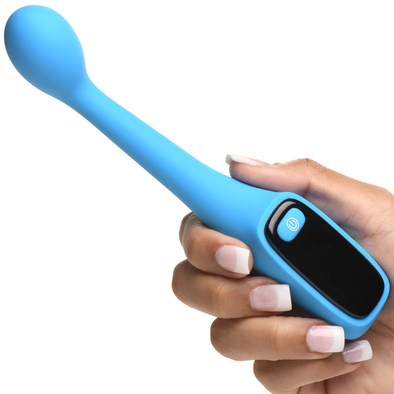 BANG! Digital Display Rechargeable Waterproof Silicone G-Spot Vibrator - Blue - Image 2