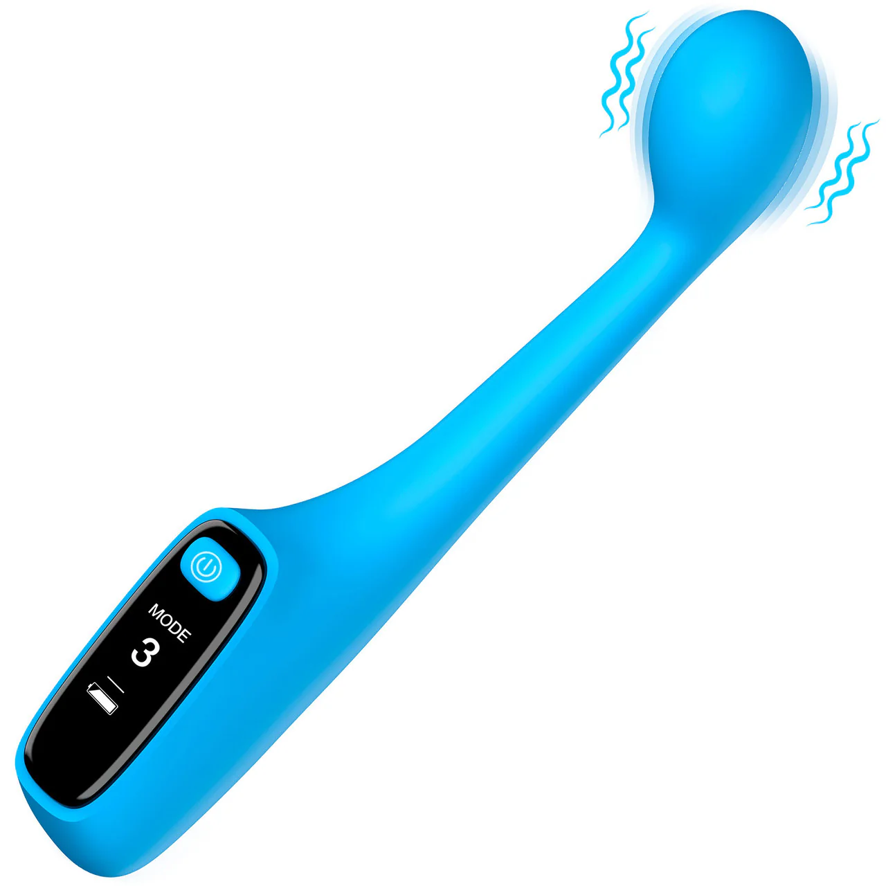 BANG! Digital Display Rechargeable Waterproof Silicone G-Spot Vibrator - Blue - Image 3