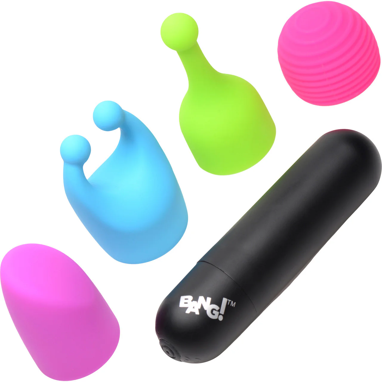 BANG! Rechargeable Waterproof Bullet Vibrator With 4 Silicone Attachments - Image 2