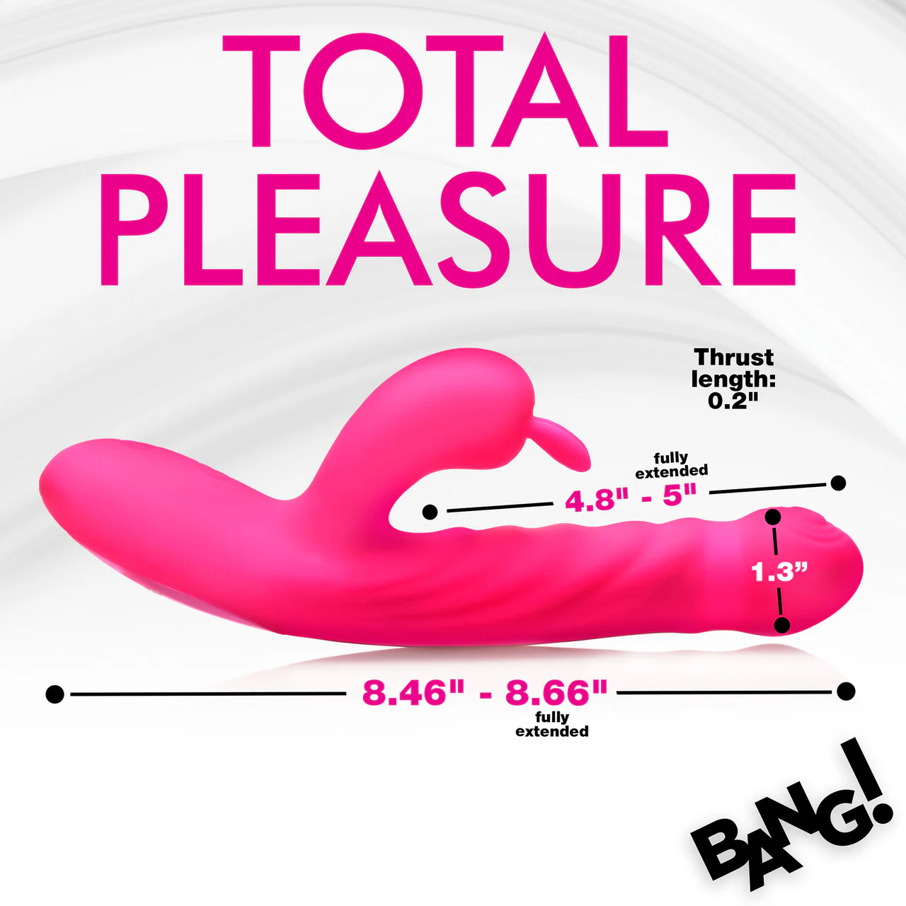 BANG! Thrusting & Vibrating Rabbit Rechargeable Silicone Dual Stimulation Vibrator - Pink - Image 16