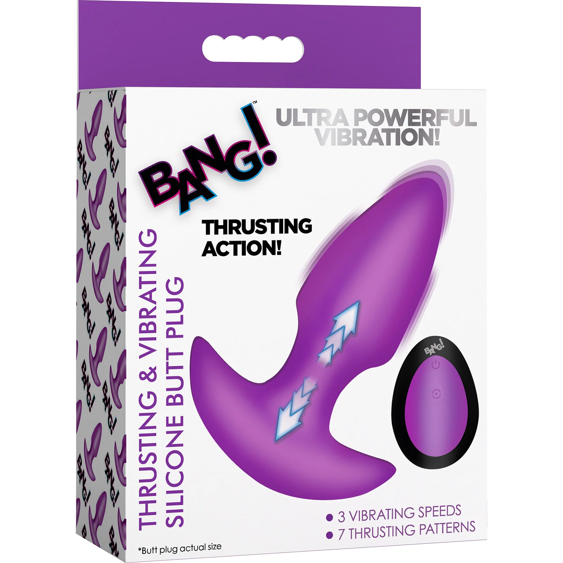 BANG! Thrusting & Vibrating Rechargeable Silicone Butt Plug With Remote - Image 13