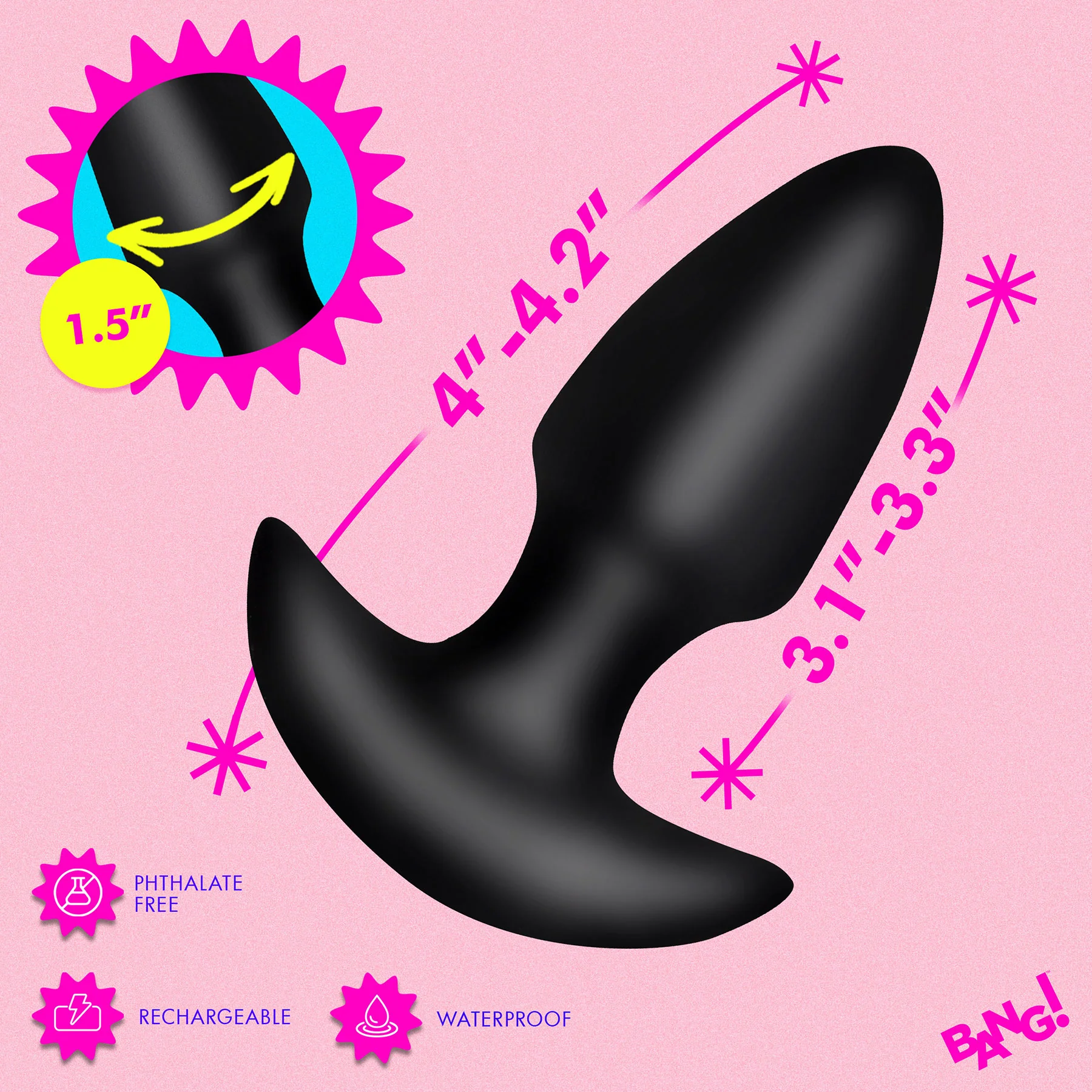 BANG! Thrusting & Vibrating Rechargeable Silicone Butt Plug With Remote - Image 20