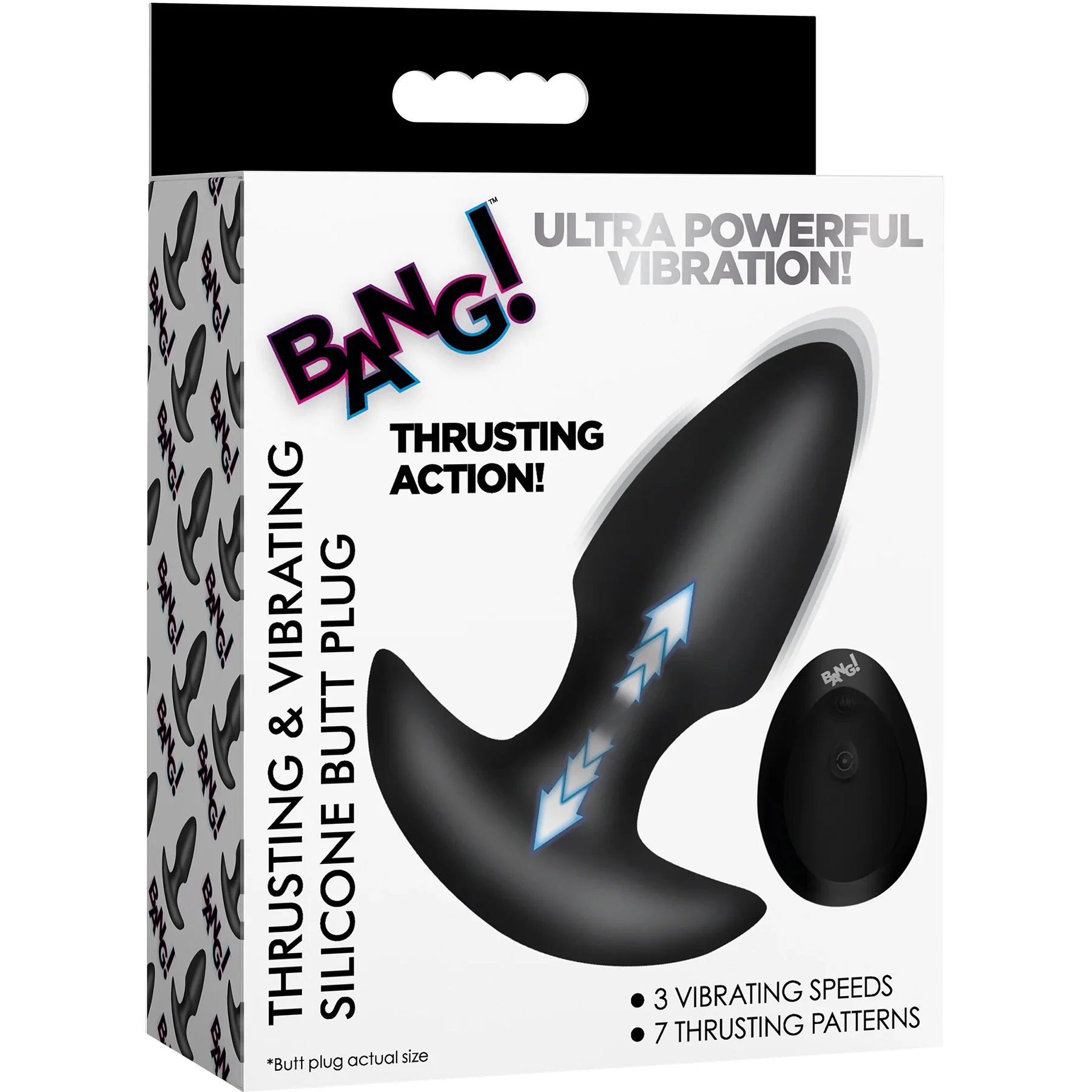 BANG! Thrusting & Vibrating Rechargeable Silicone Butt Plug With Remote - Image 25