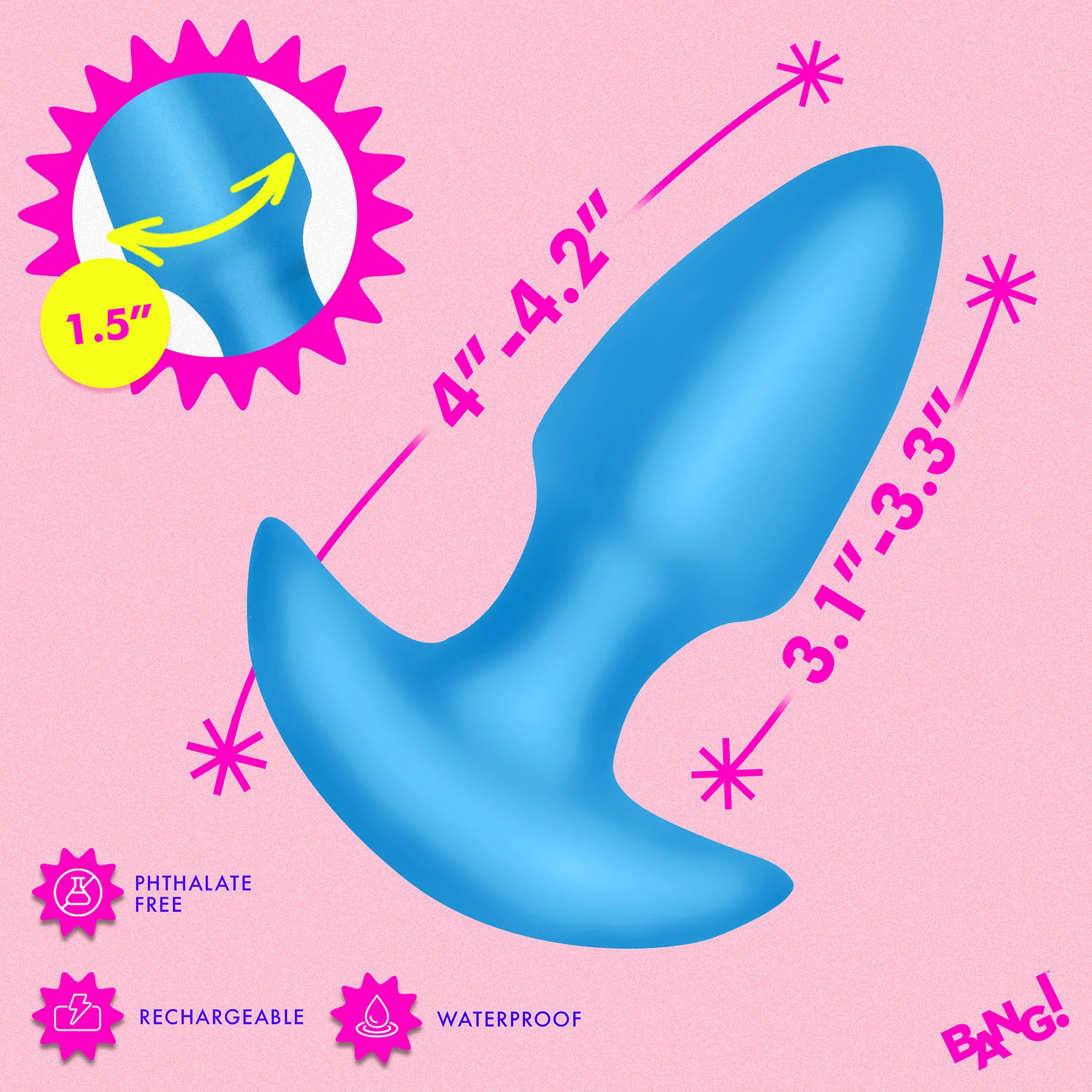 BANG! Thrusting & Vibrating Rechargeable Silicone Butt Plug With Remote - Image 31