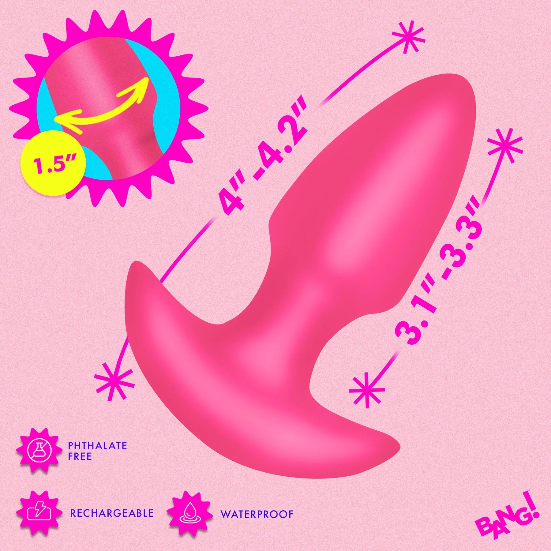 BANG! Thrusting & Vibrating Rechargeable Silicone Butt Plug With Remote - Image 42