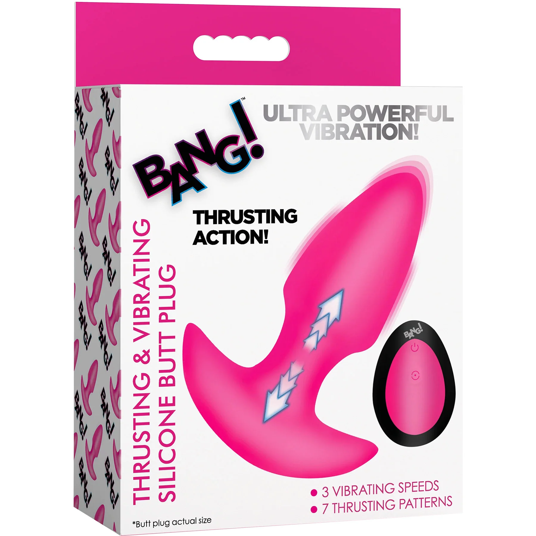 BANG! Thrusting & Vibrating Rechargeable Silicone Butt Plug With Remote - Image 47