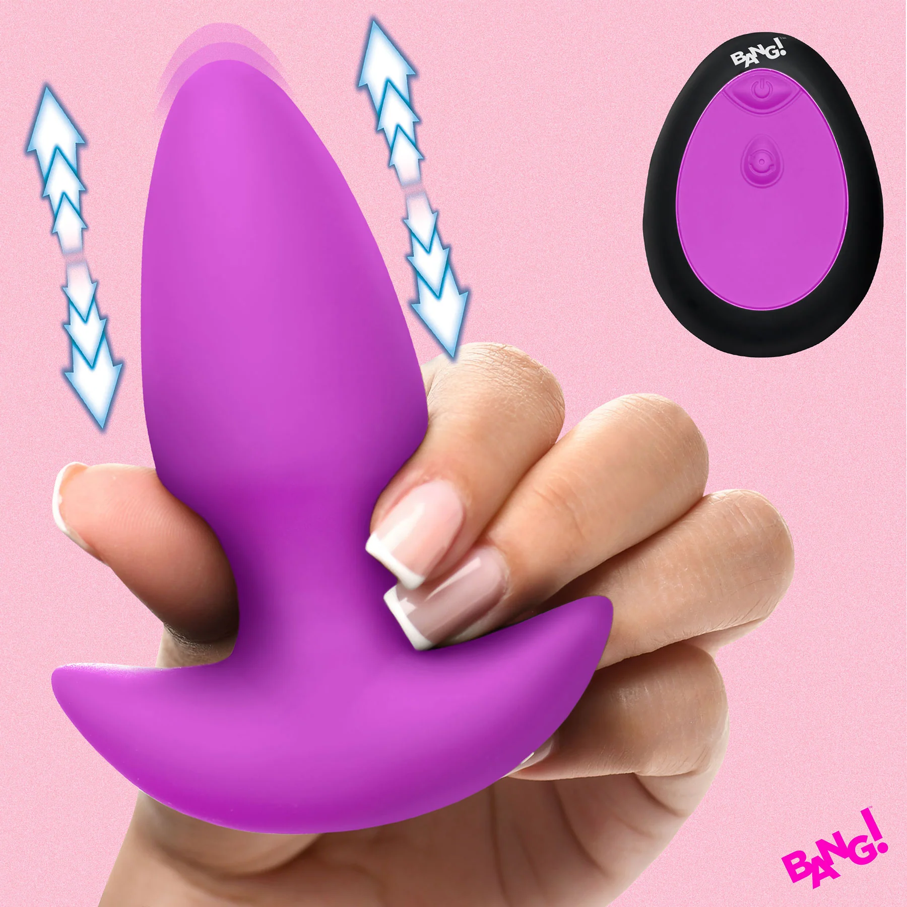 BANG! Thrusting & Vibrating Rechargeable Silicone Butt Plug With Remote - Image 6