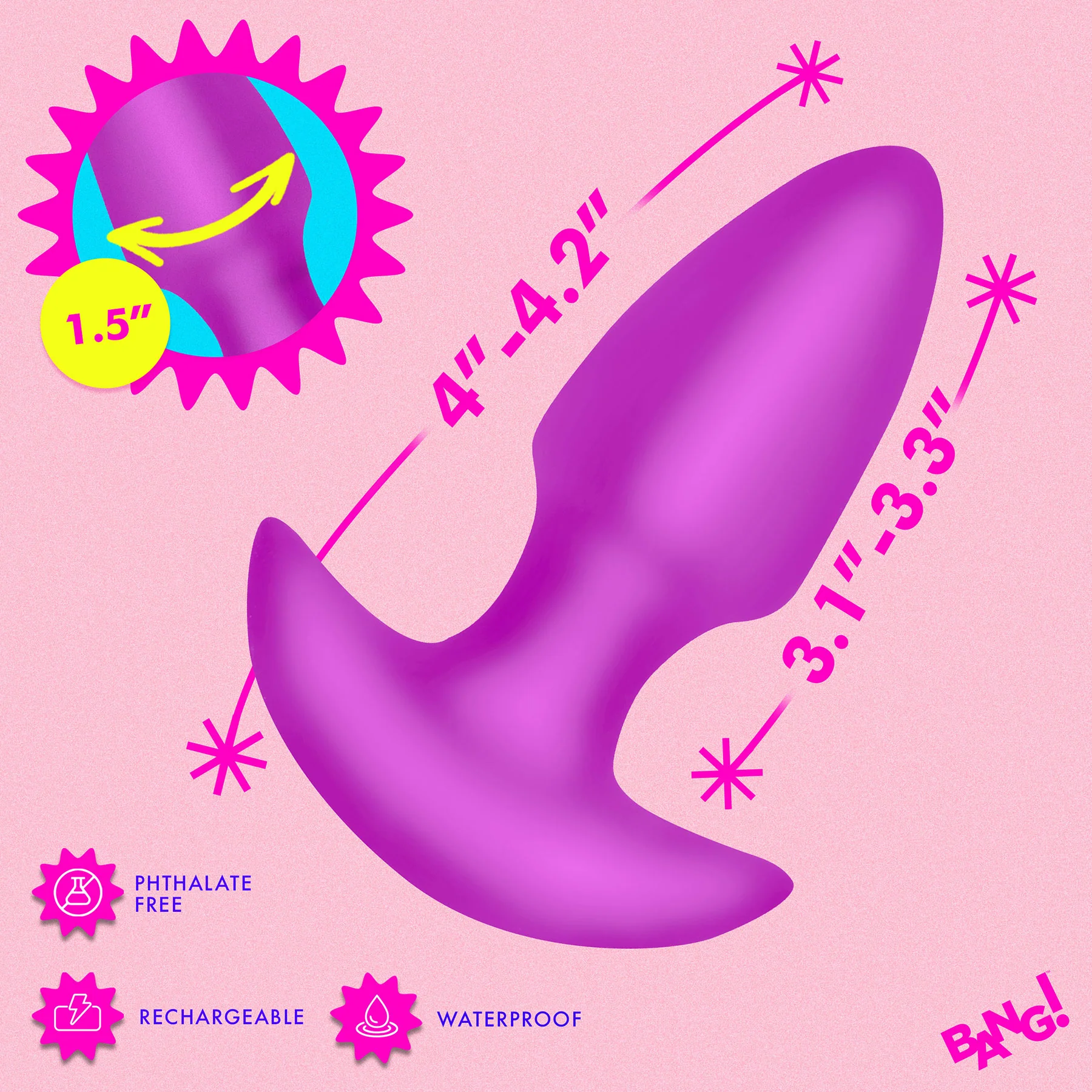 BANG! Thrusting & Vibrating Rechargeable Silicone Butt Plug With Remote - Image 8
