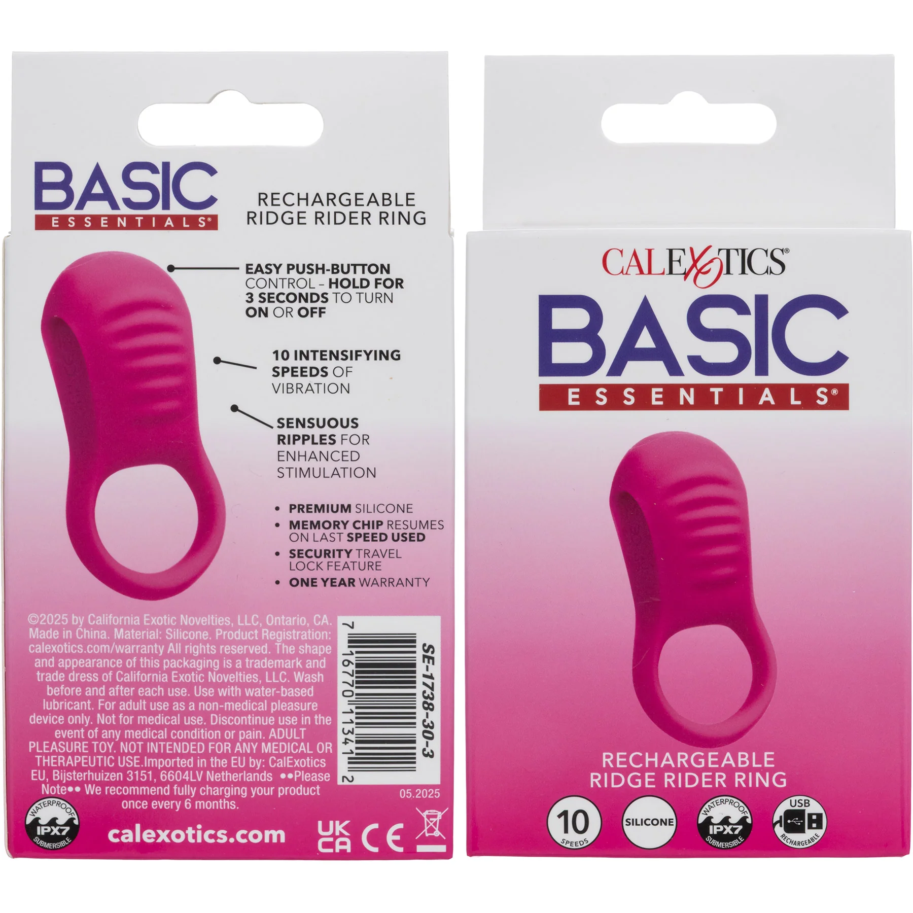 Basic Essentials® Rechargeable Ridge Rider Cock Ring By CalExotics - Image 9